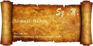 Szanyi Milos névjegykártya